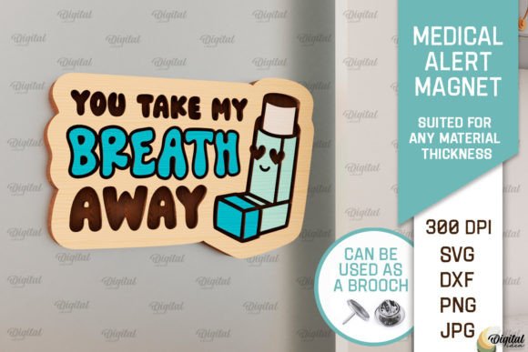 Asthma Medical Alert Magnet Laser Cut