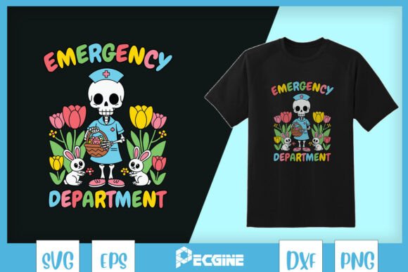 Emergency Department Skeleton Nurse Embroidery Design